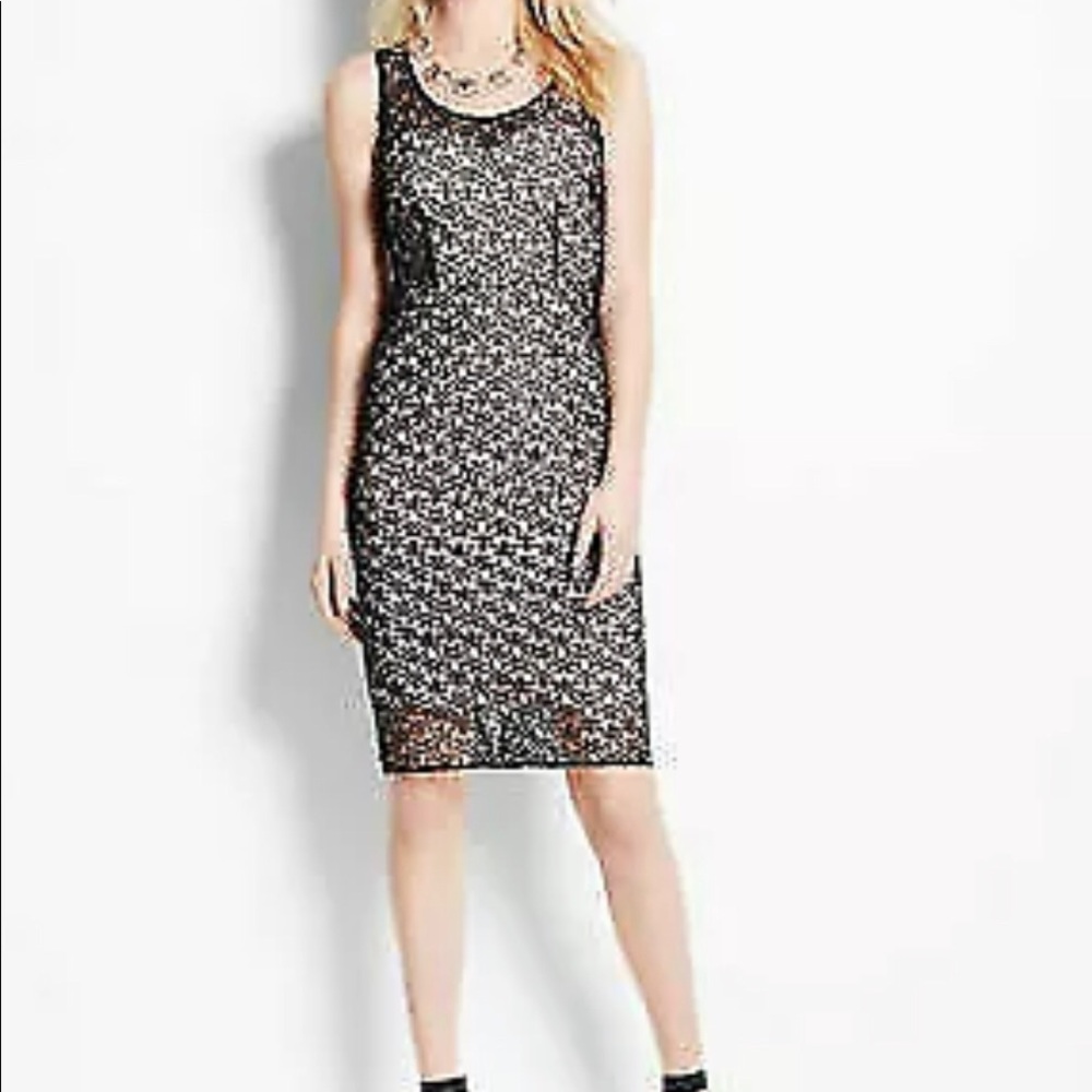 Ann Taylor Womens Black Lace Overlay Sheath Knee Length Dress Size 8